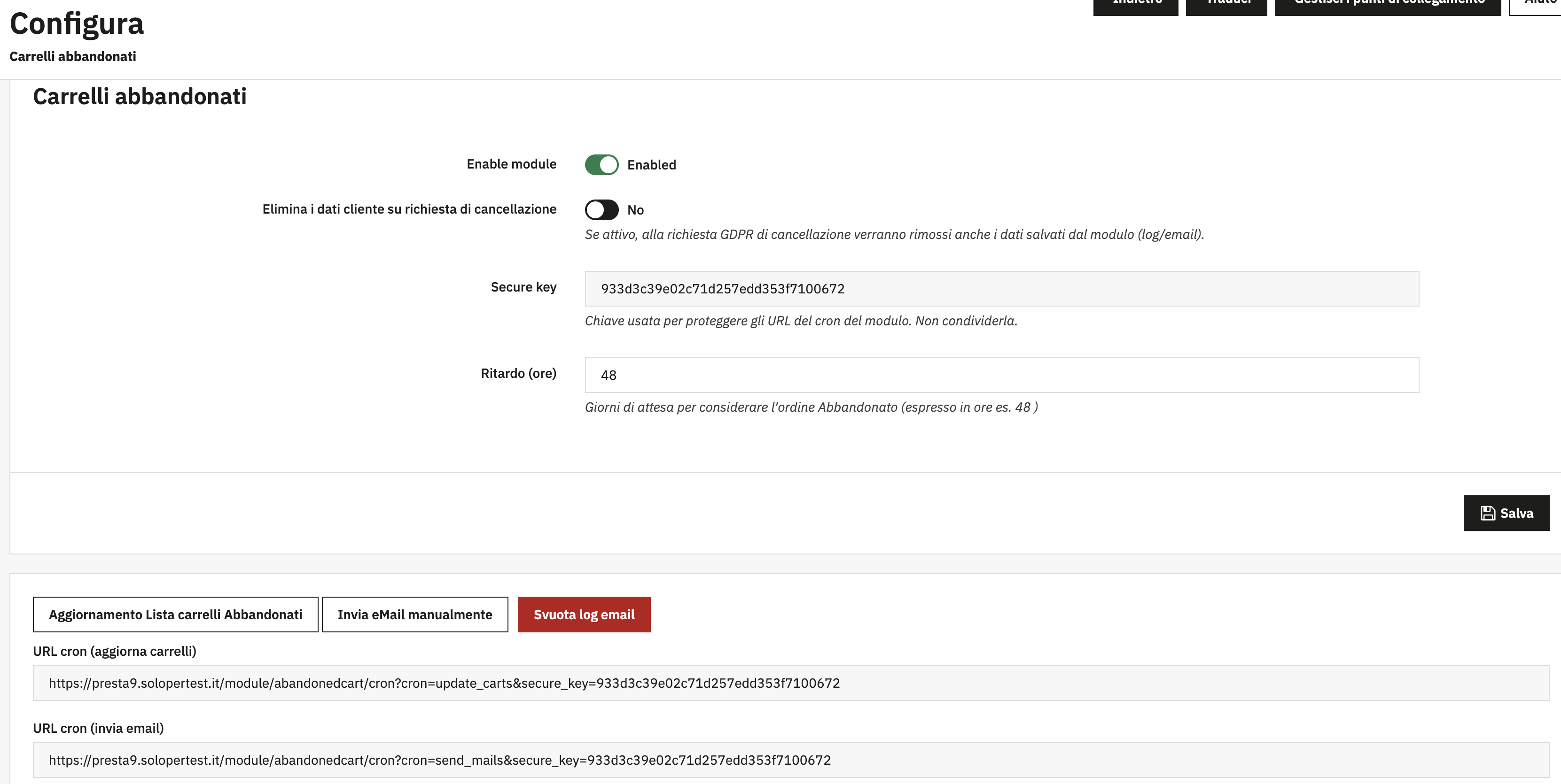 Carrelli abbandonati per PrestaShop