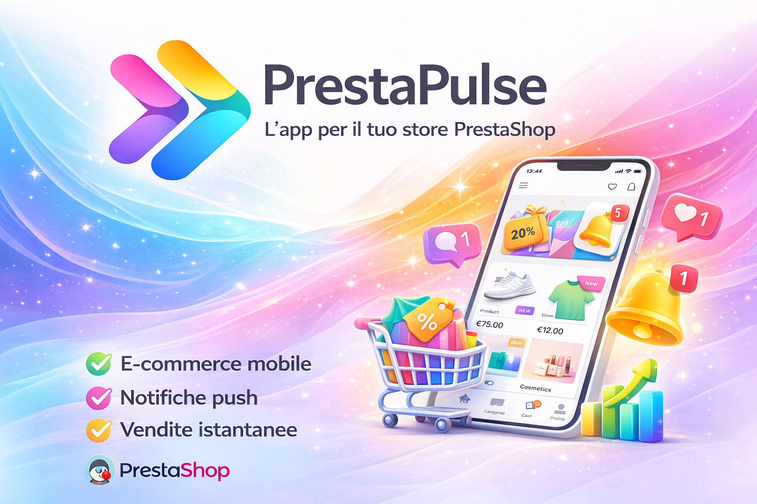 PrestaPulse app mobile per PrestaShop con notifiche push e gestione dal back office